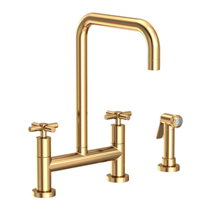 N1400-5412/03N East Square Two-Handle Kitchen Faucet - Uncoated Polished Brass - Living N1400-5412/03N East Square Two-Handle Kitchen Faucet - Uncoated Polished Brass - Living