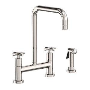 N1400-5412/15P East Square Two-Handle Kitchen Faucet - Polished Nickel - PVD N1400-5412/15P East Square Two-Handle Kitchen Faucet - Polished Nickel - PVD