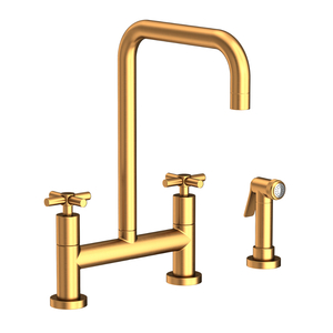 N1400-5412/24S East Square Two-Handle Kitchen Faucet - Satin Gold N1400-5412/24S East Square Two-Handle Kitchen Faucet - Satin Gold