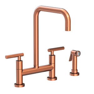 N1400-5413/08A East Square Two-Handle Kitchen Faucet - Antique Copper