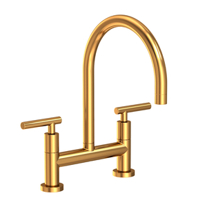 N1500-5403/034 East Linear Two-Handle Kitchen Faucet - Aged Brass