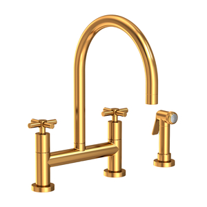 N1500-5412/034 East Linear Two-Handle Kitchen Faucet - Aged Brass N1500-5412/034 East Linear Two-Handle Kitchen Faucet - Aged Brass