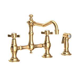 N945-1/03N Fairfield Two-Handle Kitchen Faucet - Uncoated Polished Brass - Living N945-1/03N Fairfield Two-Handle Kitchen Faucet - Uncoated Polished Brass - Living
