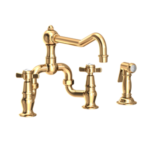 N9451-1/03N Fairfield Two-Handle Kitchen Faucet - Uncoated Polished Brass - Living N9451-1/03N Fairfield Two-Handle Kitchen Faucet - Uncoated Polished Brass - Living
