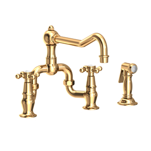 N9452-1/03N Chesterfield Two-Handle Kitchen Faucet - Uncoated Polished Brass - Living