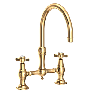 N9455/03N Fairfield Two-Handle Kitchen Faucet - Uncoated Polished Brass - Living N9455/03N Fairfield Two-Handle Kitchen Faucet - Uncoated Polished Brass - Living