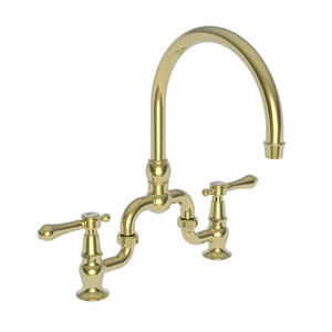 N9463/03N Chesterfield Two-Handle Kitchen Faucet - Uncoated Polished Brass - Living N9463/03N Chesterfield Two-Handle Kitchen Faucet - Uncoated Polished Brass - Living