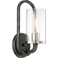  Sherwood 1 Bulb Wall Sconce - Iron Black / Brushed Nickel Accents