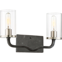  Sherwood 2 Bulb Bathroom Lighting - Iron Black / Brushed Nickel Accents