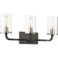  Sherwood 3 Bulb Bathroom Lighting - Iron Black / Brushed Nickel Accents