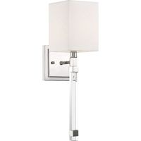  Tompson 1 Bulb Wall Sconce - Polished Nickel / White Fabric