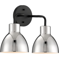  Sloan 2 Bulb Bathroom Lighting - Matte Black / Polished Nickel