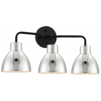  Sloan 3 Bulb Bathroom Lighting - Matte Black / Polished Nickel