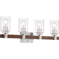  Arabel 4 or More Bulb Bathroom Lighting - Brushed Nickel / Nutmeg Wood