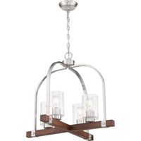  Arabel Entrance / Foyer Pendant Light - Brushed Nickel / Nutmeg Wood