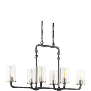 N606124 Sherwood Linear Pendant Pendant Light - Iron Black / Brushed Nickel Accents