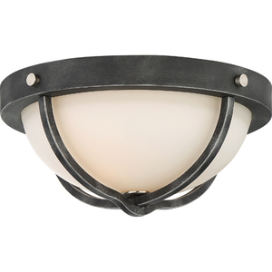 N606126 Sherwood Flush Mount Ceiling Light - Iron Black / Brushed Nickel Accents