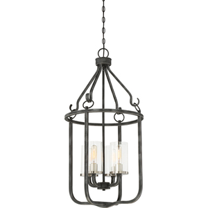 N606127 Sherwood Entrance / Foyer Pendant Light - Iron Black / Brushed Nickel Accents