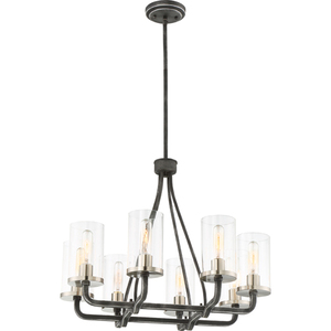 N606128 Sherwood Mini Chandelier - Iron Black / Brushed Nickel Accents