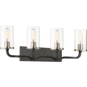 N606129 Sherwood 4 or More Bulb Bathroom Lighting - Iron Black / Brushed Nickel Accents