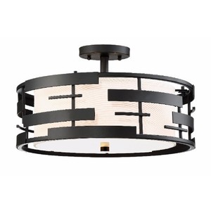 N606436 Lansing Semi Flush Mount Ceiling Light - Textured Black