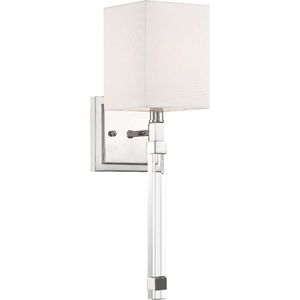 N606682 Tompson 1 Bulb Wall Sconce - Polished Nickel / White Fabric N606682 Tompson 1 Bulb Wall Sconce - Polished Nickel / White Fabric