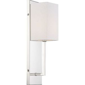 N606693 Vesey 1 Bulb Wall Sconce - Polished Nickel / White Fabric N606693 Vesey 1 Bulb Wall Sconce - Polished Nickel / White Fabric