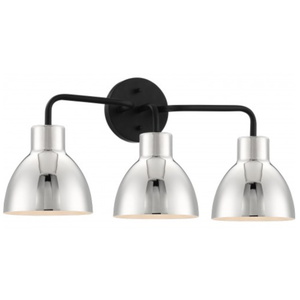 N606773 Sloan 3 Bulb Bathroom Lighting - Matte Black / Polished Nickel