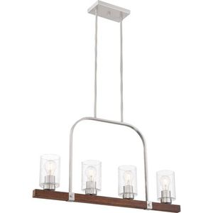 N606967 Arabel Linear Pendant Pendant Light - Brushed Nickel / Nutmeg Wood