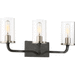 Nuvo Lighting N606123 Iron Black / Brushed Nickel Accents 3 Bulb Bathroom Light