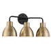Nuvo Lighting N606793 Matte Black / Burnished Brass 3 Bulb Bathroom Light