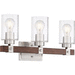 Nuvo Lighting N606963 Brushed Nickel / Nutmeg Wood 3 Bulb Bathroom Light