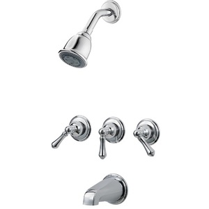 PLG0181BC/P0131XA Pfirst Three Handle Tub & Shower Faucet - Polished Chrome