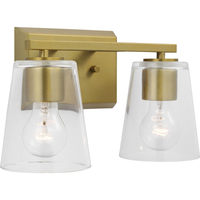  Vertex 2 Bulb Bathroom Lighting - Brushed Gold
