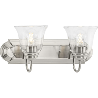  Clear Glass 2 Bulb Bathroom Lighting - Brushed Nickel