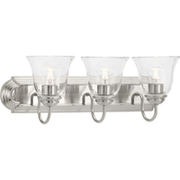  Clear Glass 3 Bulb Bathroom Lighting - Brushed Nickel