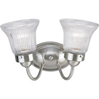  Fluted Glass 2 Bulb Bathroom Lighting - Brushed Nickel