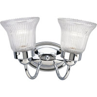  Fluted Glass 2 Bulb Bathroom Lighting - Chrome