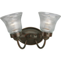  Fluted Glass 2 Bulb Bathroom Lighting - Antique Bronze