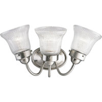  Economy Fluted Glass 3 Bulb Bathroom Lighting - Brushed Nickel