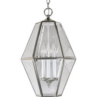  Beveled Glass Entrance / Foyer Pendant Light - Brushed Nickel