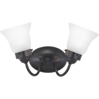  Fluted Glass 2 Bulb Bathroom Lighting - Antique Bronze