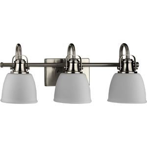 PP300428009 Preston 3 Bulb Bathroom Lighting - Brushed Nickel PP300428009 Preston 3 Bulb Bathroom Lighting - Brushed Nickel