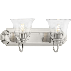 PP300390009 Clear Glass 2 Bulb Bathroom Lighting - Brushed Nickel