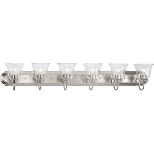 PP300394009 Clear Glass 4 or More Bulb Bathroom Lighting - Brushed Nickel