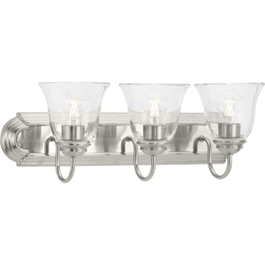 PP300391009 Clear Glass 3 Bulb Bathroom Lighting - Brushed Nickel