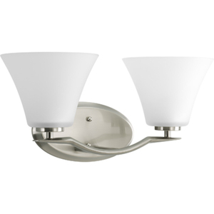 PP200509 Bravo 2 Bulb Bathroom Lighting - Brushed Nickel PP200509 Bravo 2 Bulb Bathroom Lighting - Brushed Nickel