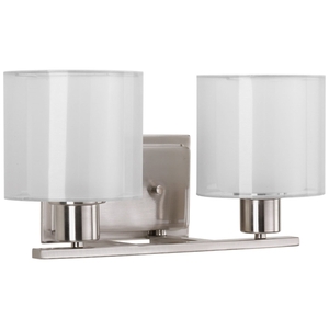 PP207809 Invite 2 Bulb Bathroom Lighting - Brushed Nickel