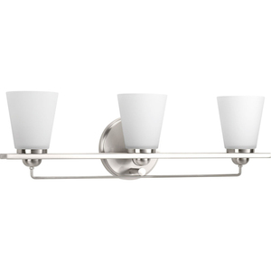 PP300002009 Flight 3 Bulb Bathroom Lighting - Brushed Nickel PP300002009 Flight 3 Bulb Bathroom Lighting - Brushed Nickel