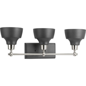PP300041009 Bramlett 3 Bulb Bathroom Lighting - Brushed Nickel / Matte Black PP300041009 Bramlett 3 Bulb Bathroom Lighting - Brushed Nickel / Matte Black